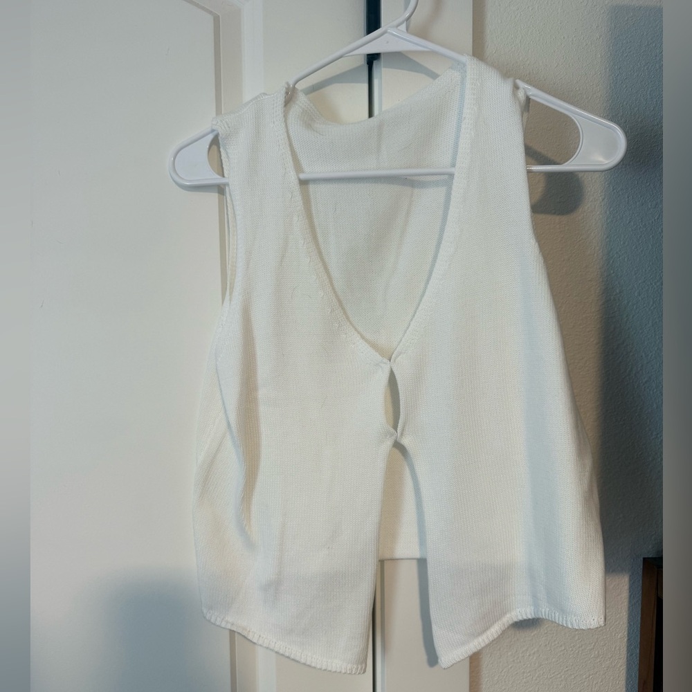 White Sleeveless Knit Vest